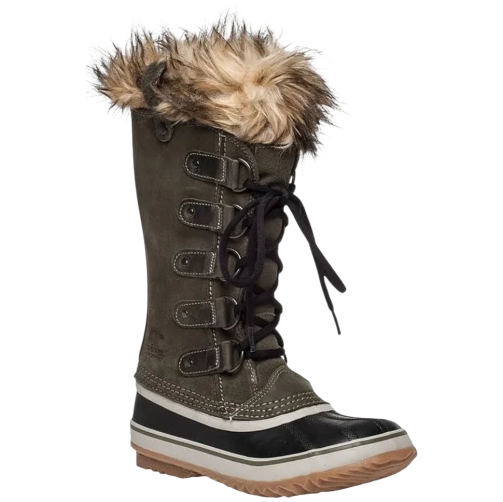 Sorel Joan of Arctic Olive Green Waterproof Fur Trimmed Boots - Picture 2 of 10